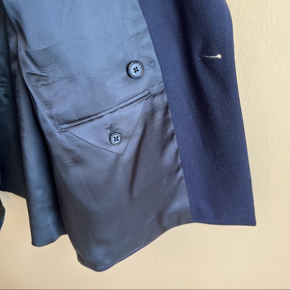 Vintage BURBERRY Men’s Navy Double Breasted Sports Coat Made in USA - Picture 6 of 10